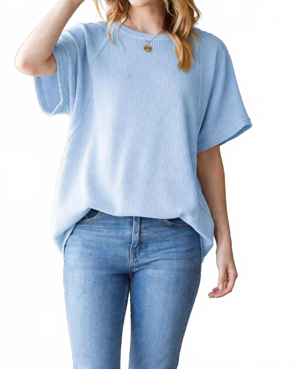 NEW HEIMISH USA urban ribbed everyday top in light blue